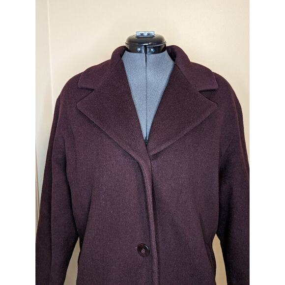 Vintage Kristen Blake Wool Fur Trimmed Burgundy Button Pea Coat Size S - Picture 4 of 14